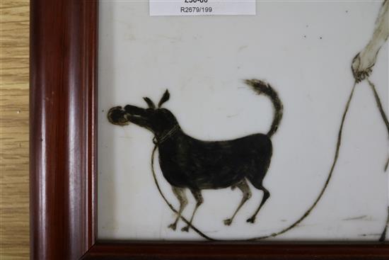 A Chinese porcelain plaque 31 x 21cm, framed.